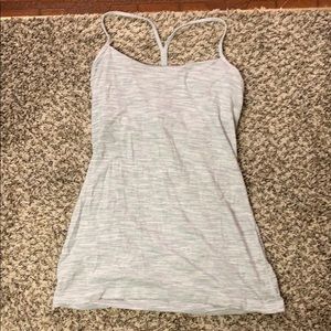 Grey and white workout tank